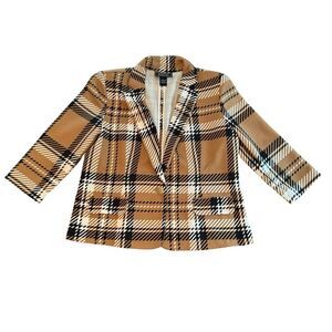 Classic Tan Plaid Blazer for Women